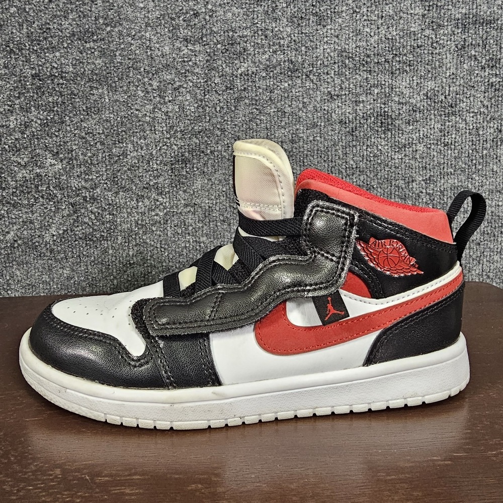 Nike Air Jordan 1 Mid AR6351-122 Red Black White Leather Sneaker Toddler Size 2Y - Picture 2 of 11